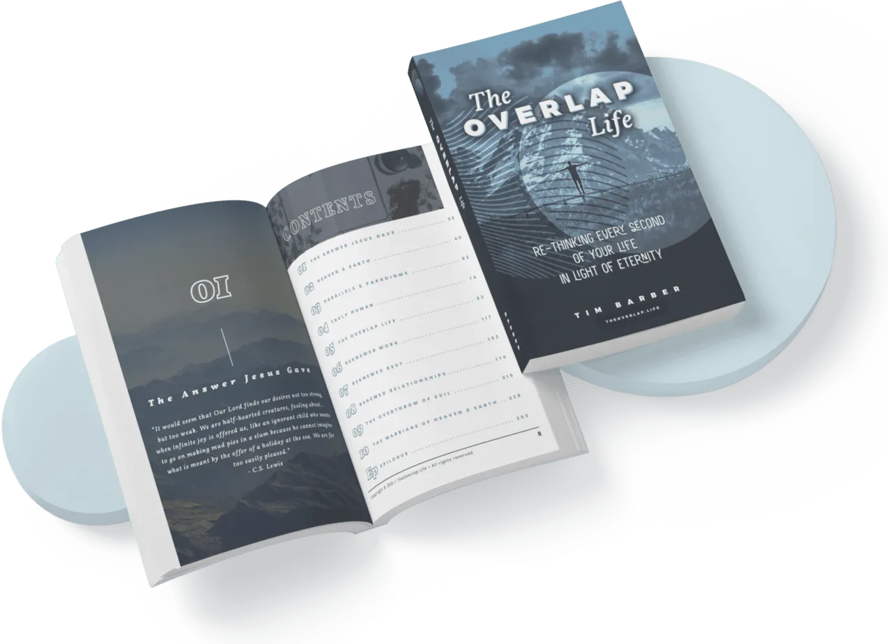 The Overlap Life book, open, with the digital bundle